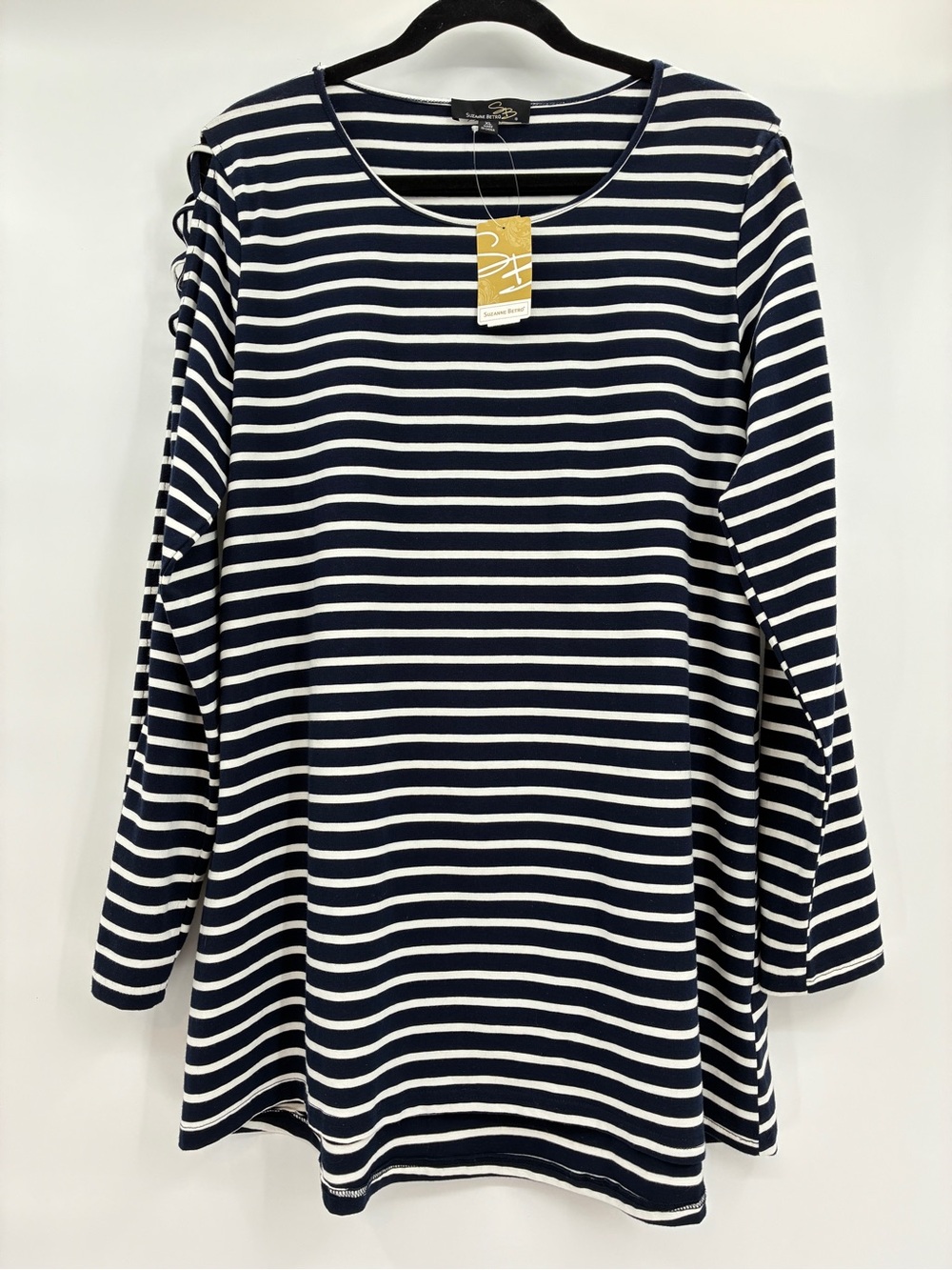 Suzanne Betro Women’s Nautical Coastal Preppy Stripe Tunic Top Shirt XL NWT